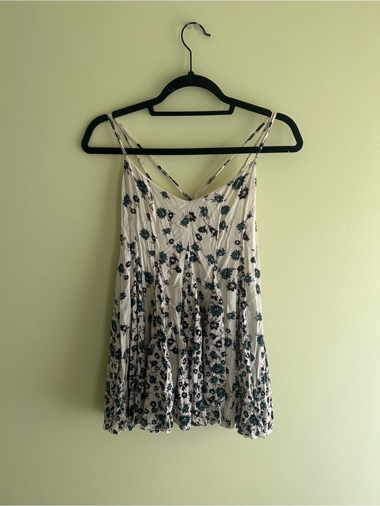 Free People Tops - Free People Cream Camisole with Green Floral Print